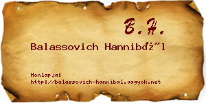 Balassovich Hannibál névjegykártya